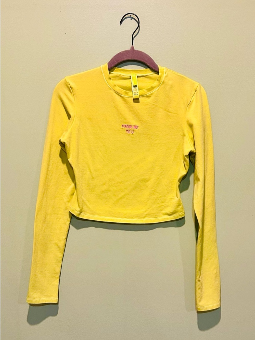 Skims Yellow Long-Sleeve Cropped Tee - Women's Top